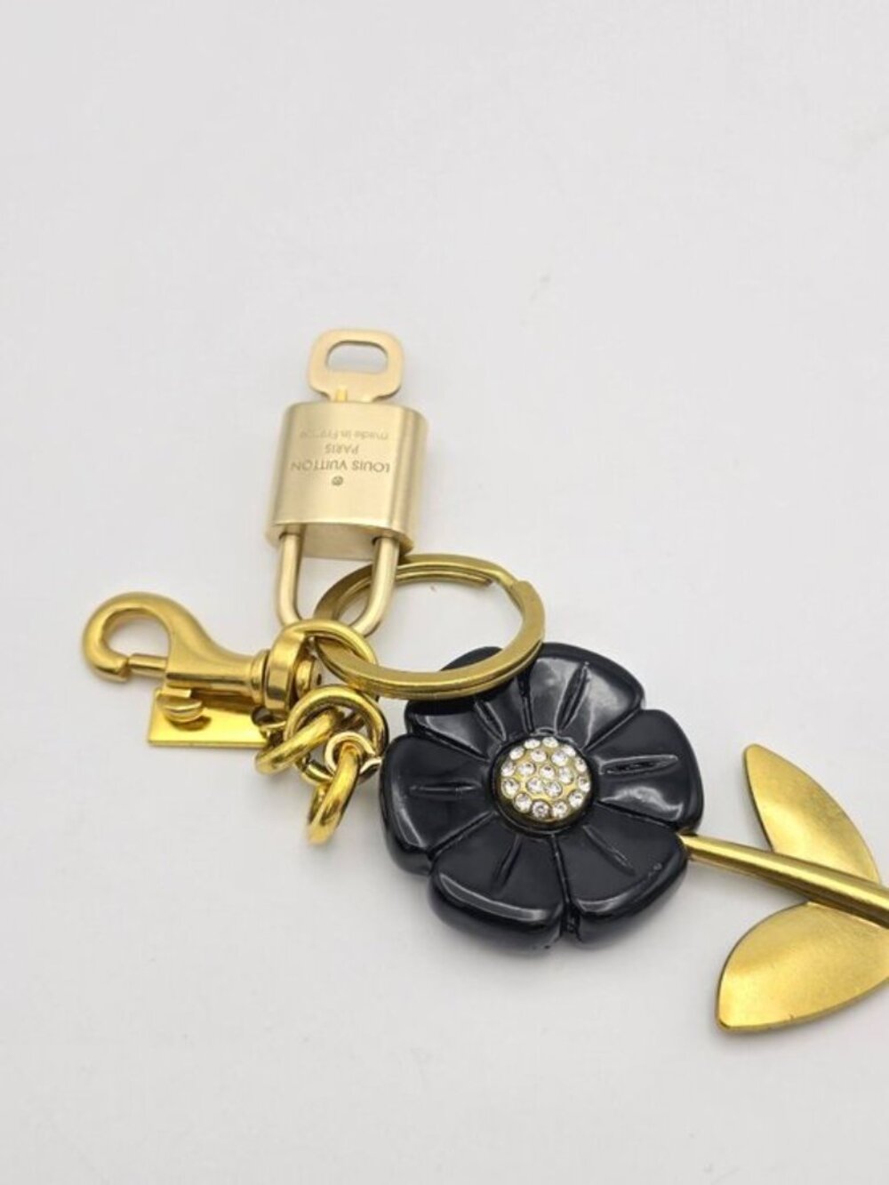 Authentic Louis Vuitton Padlock Goldkey Set + Unbranded Flower Keychain Charm View 5